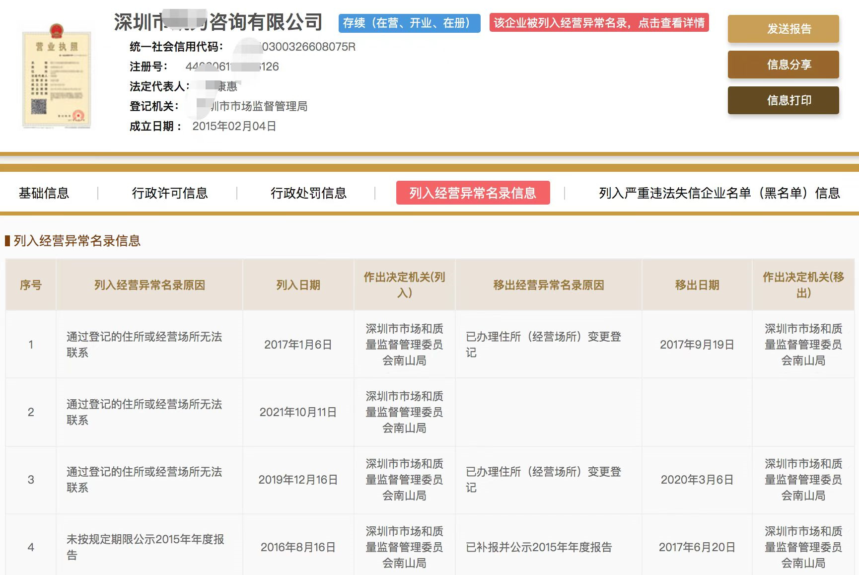 内蒙古企业经营异常记录消除